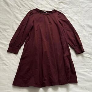 Axes Femme Poetique Burgundy long sleeve A-line dress with puffy sleeves